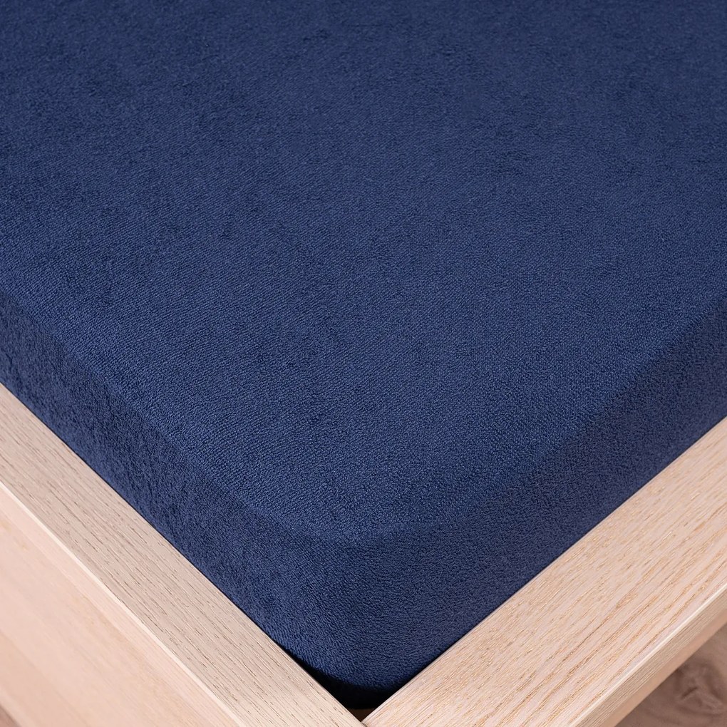 Cearșaf de pat 4Home din frotir, albastru, 90 x 200 cm, 90 x 200 cm