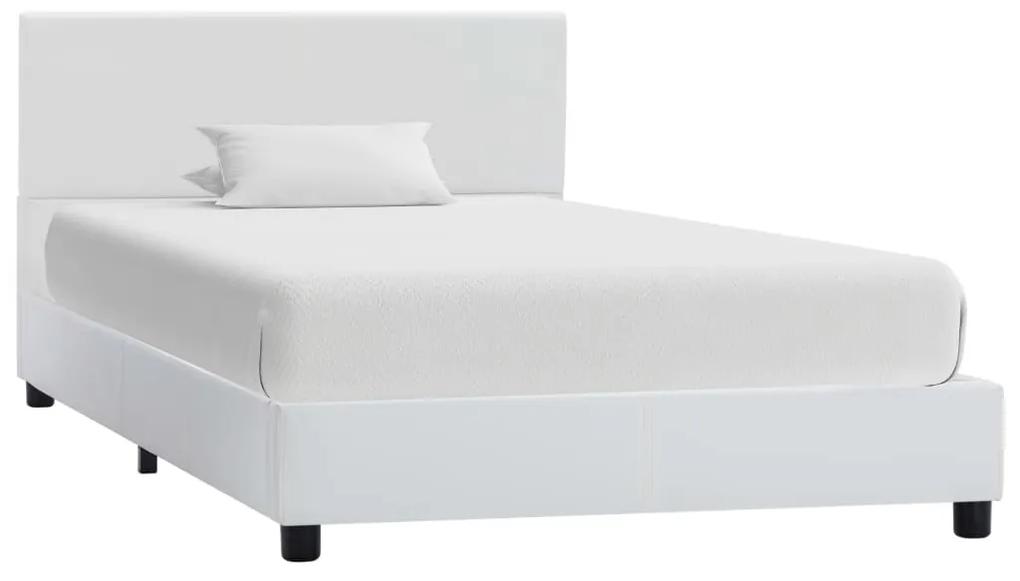 284763 vidaXL Cadru de pat, alb, 100 x 200 cm, piele ecologică