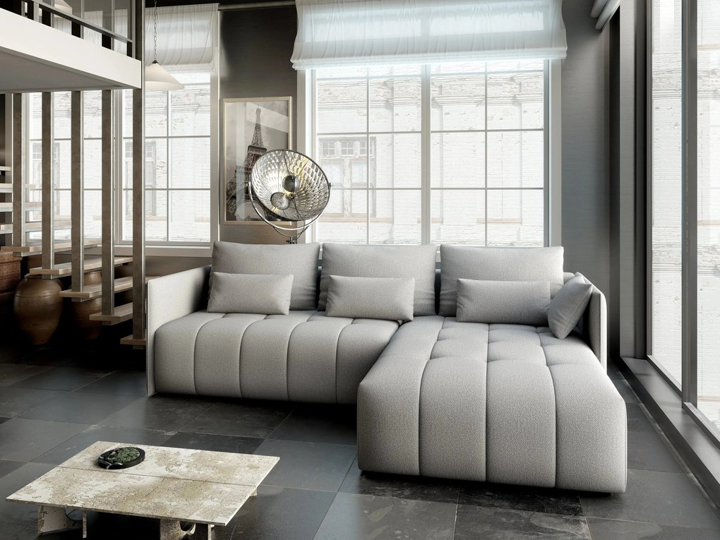 Colțar extensibil dumonde cu ladă de depozitare si sezut confortabil din spuma high-density, Malta Enjoy Grey II 235x185 cm