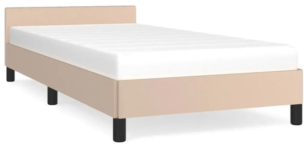 347470 vidaXL Cadru de pat cu tăblie, cappuccino, 80x200 cm, piele ecologică