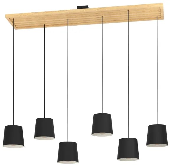 Lustră pe cablu Eglo 390131 CAMARIOCA 6xE27/40W/230V negru/maro