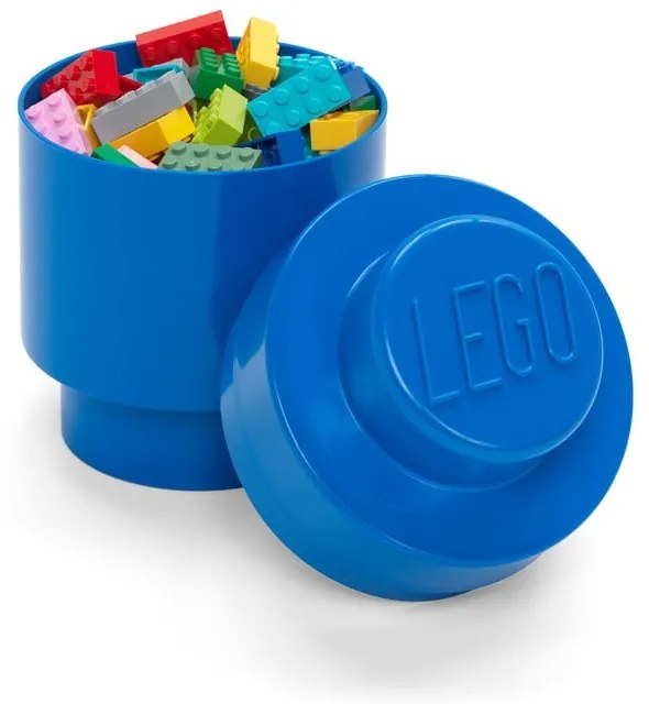 Cutie depozitare rotundă LEGO®, albastru, ⌀ 12,5 cm