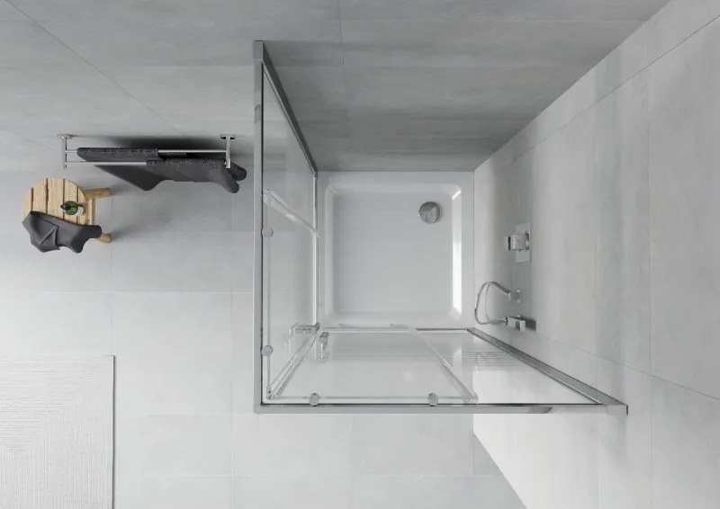 Mexen Rio cabina de duș pătrată 90 x 90 cm, dungi albe, crom + cadă de duș Flat, alb - 860-090-090-01-20-4010