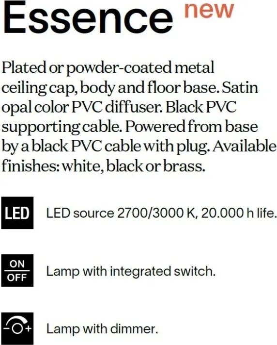 Lampadar LED minimalist ESSENCE PT SQUARE BIANCO 3000K