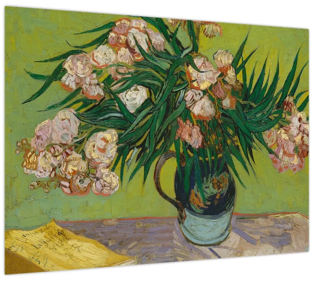 Tablou pe sticlă - Vincent van Gogh, Oleanders, reproducere (70x50 cm)
