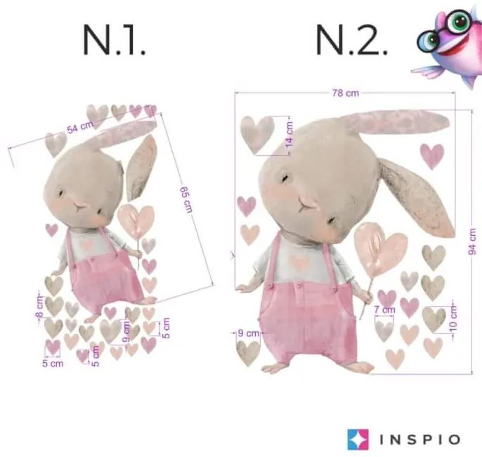 INSPIO Autocolante pentru perete - Iepuraș cu inimioară