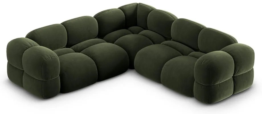 Colțar verde cu tapițerie din catifea Loretto – Cosmopolitan Design