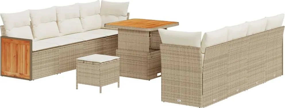 vidaXL Set de canapele pentru grădină cu pernă 11 pcs Bej și crem
