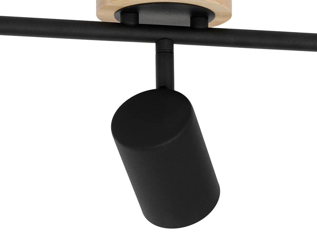 Spotlight modern negru cu lemn inclinabil 3 lumini - Jeana