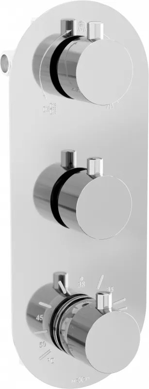 Mexen Kai baterie pentru cadă și duș cu termostat cu 3 ieșiri, crom - 77603-00