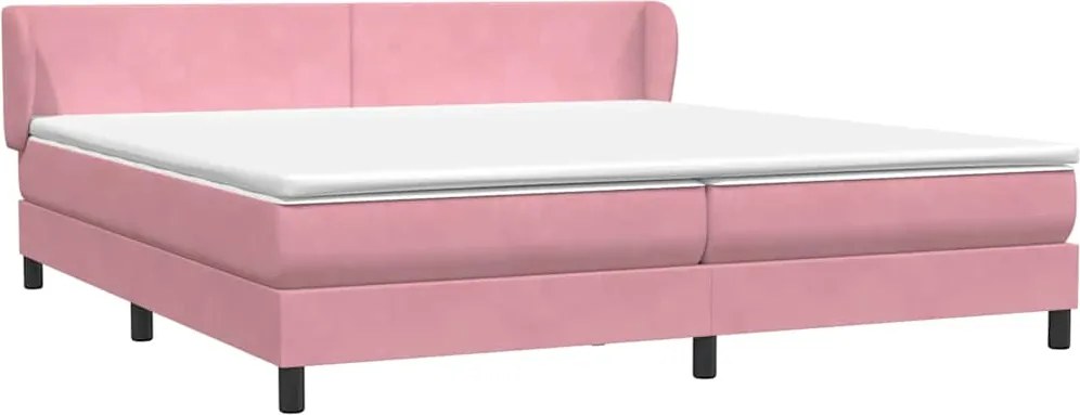 vidaXL Pat cu arcuri cu saltele roz 180x210 cm catifea