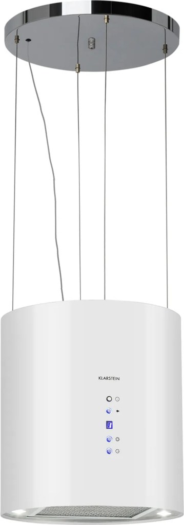 Klarstein Barett, hotă de aspirație, Ø 38 cm, convecție 560 m³/h, LED, filtru de carbon, alb