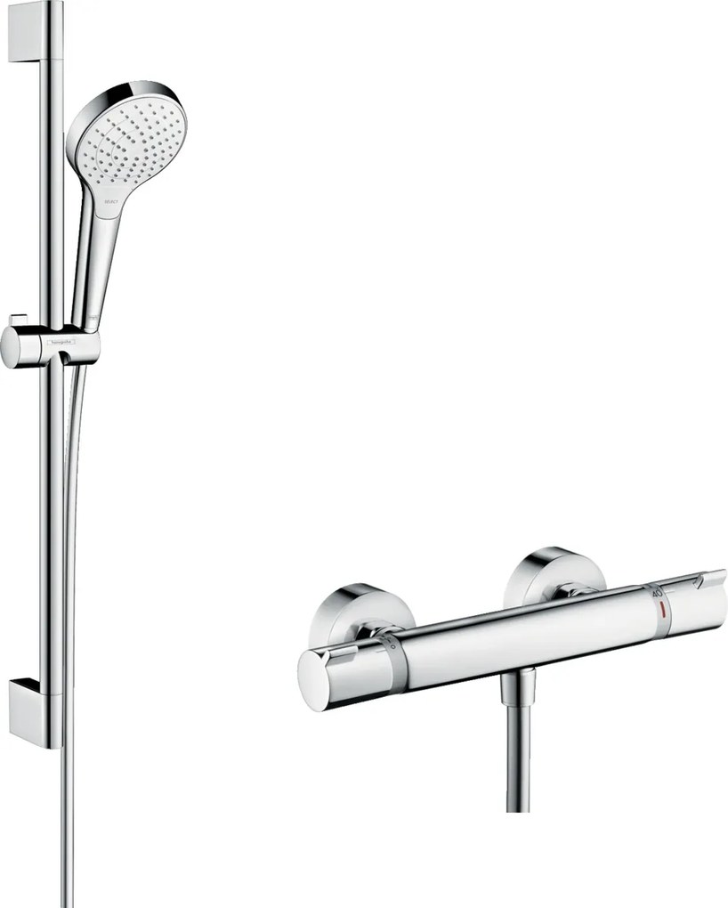 Hansgrohe Ecostat set de duș perete cu termostat crom-alb 27013400