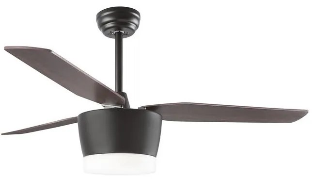 Lustra LED cu ventilator si telecomanda design modern Monsoon stejar