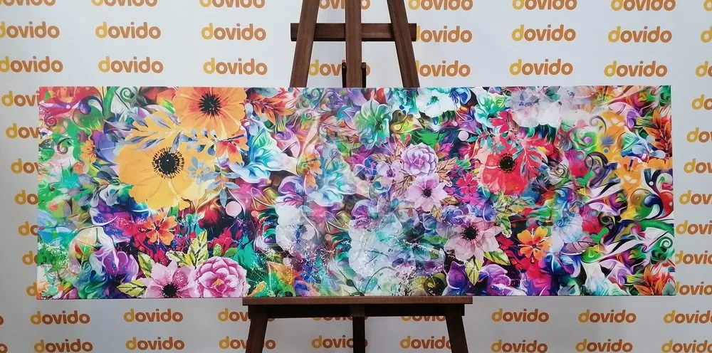 Tablou flori în design colorat