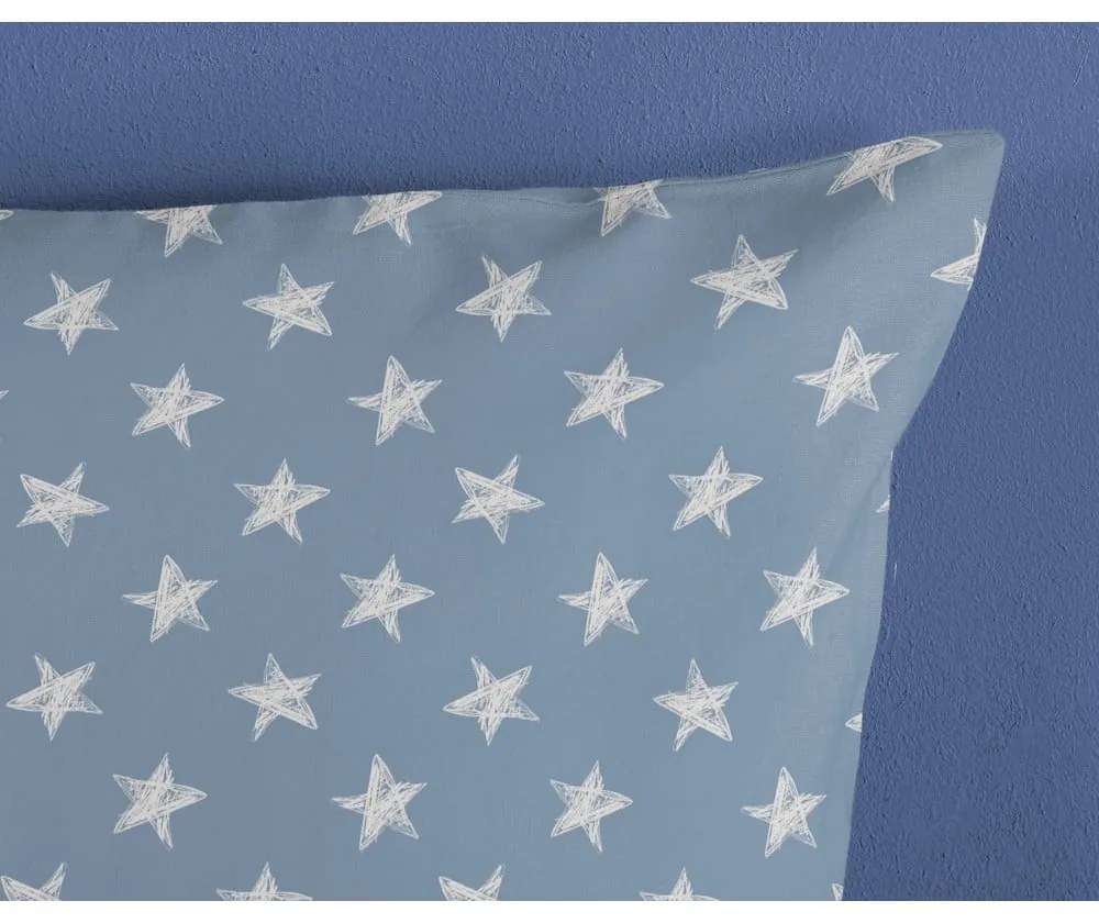 Lenjerie de pat pentru copii albastră-bej din bumbac pentru pat de o persoană 140x200 cm Robo – Good Morning