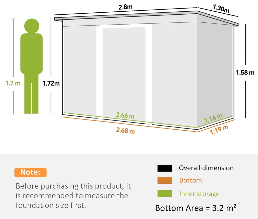 Outsunny Casuta pentru unelte de gradina, 277x130x173cm, verde | Aosom Romania