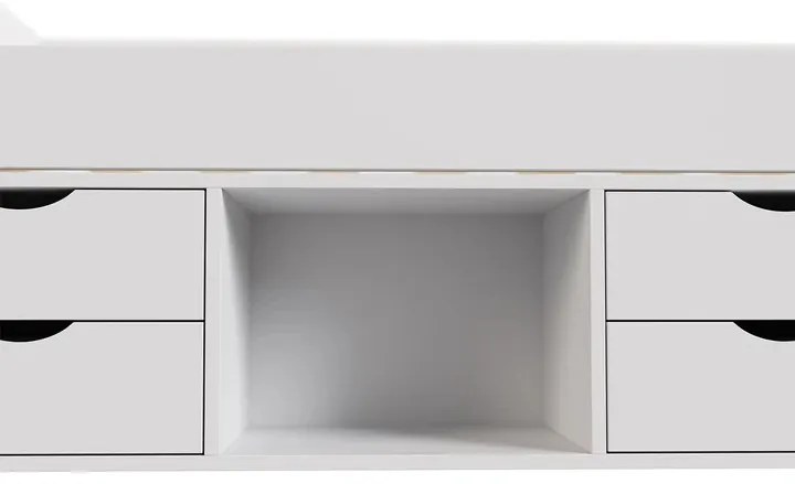Juskys Pat pentru copii Nalu 90x200 cm cu spațiu de depozitare - alb