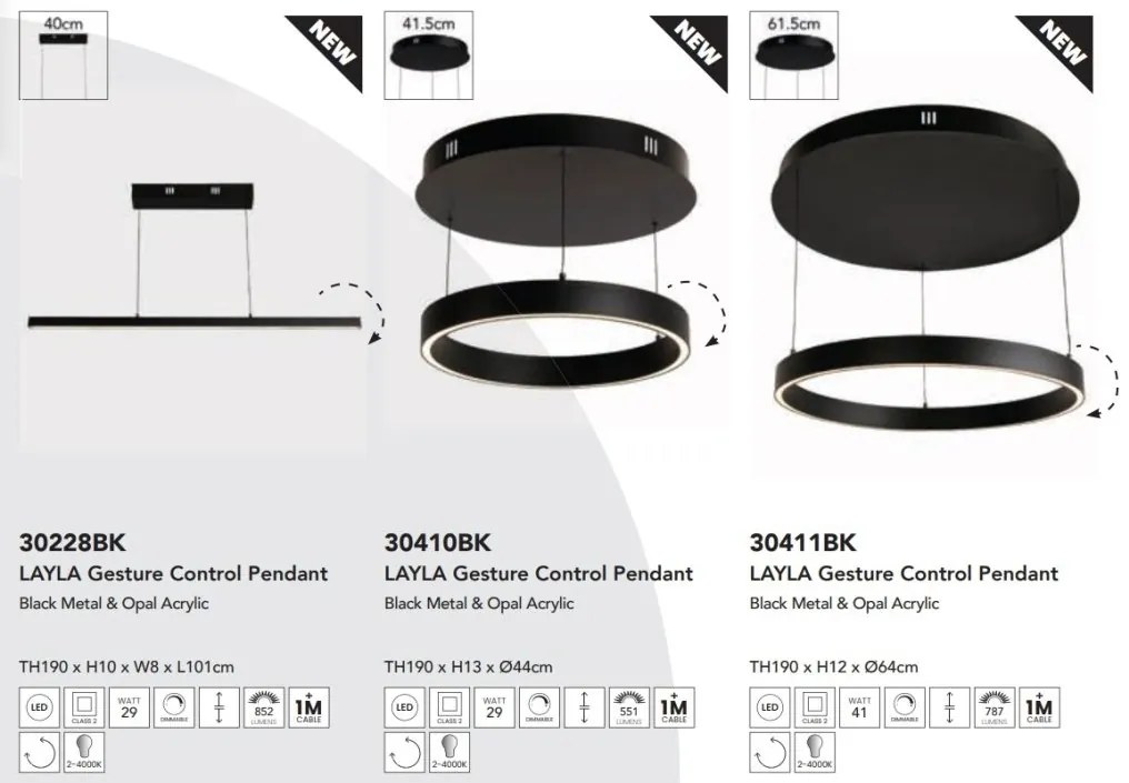 Lustra moderna LED controla prin gesturi Layla 44cm