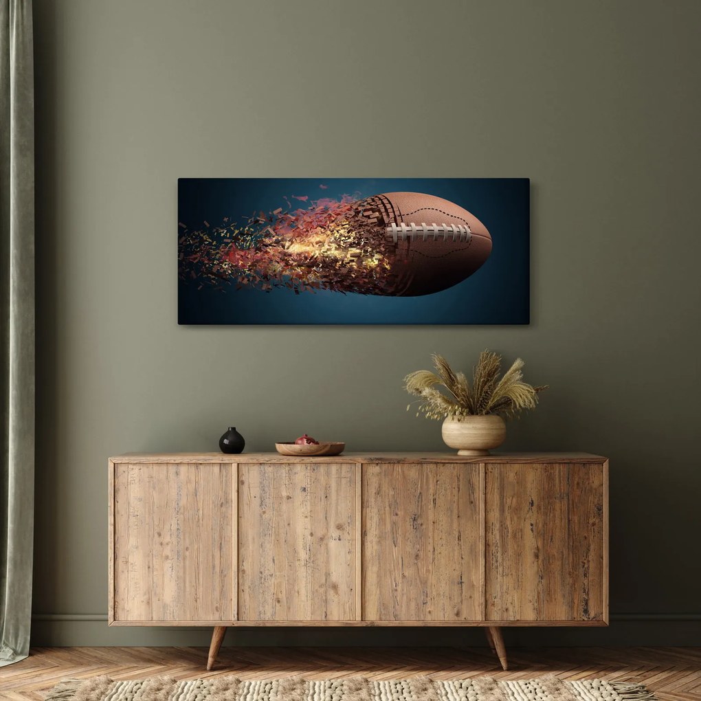 Tablou - Minge de ruggby în acțiune (120x50 cm)