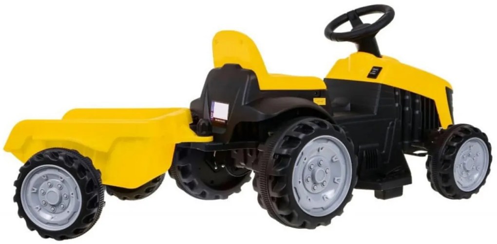 Tractor Electric cu acumulator pentru copii NOVOKIDS™ Mini Farmer Tractor, Cu remorca, Max 25 kg, 2 Viteze, Galben