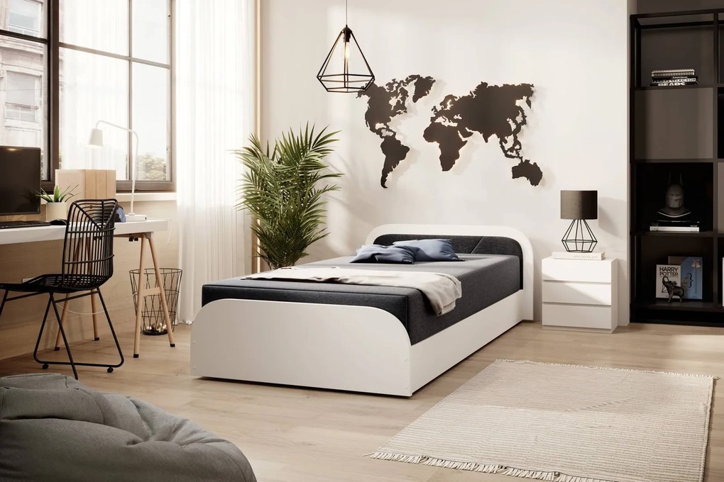 Pat lemn masiv Tapițat Dakota Personalizabil 80x190cm - Alova 67, Dreapta, Natur