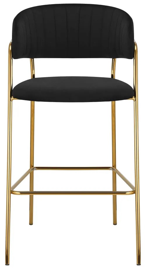 Scaun de bar de design, material catifea neagra gold crom auriu, DASMIN TIP 2