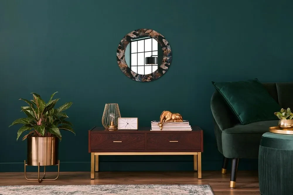 Decoratiuni perete cu oglinda Frunze tropicale întunecate