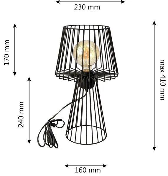 Lampă de masă TORRI 1xE27/15W/230V negru
