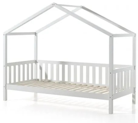 Pat tip căsuță DALLAS cu laterale de siguranță pentru copii , 90x200 cm, alb- Vipack