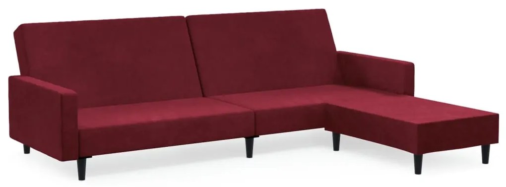 3080506 vidaXL Canapea extensibilă cu taburet, 2 locuri, roșu vin, cantifea