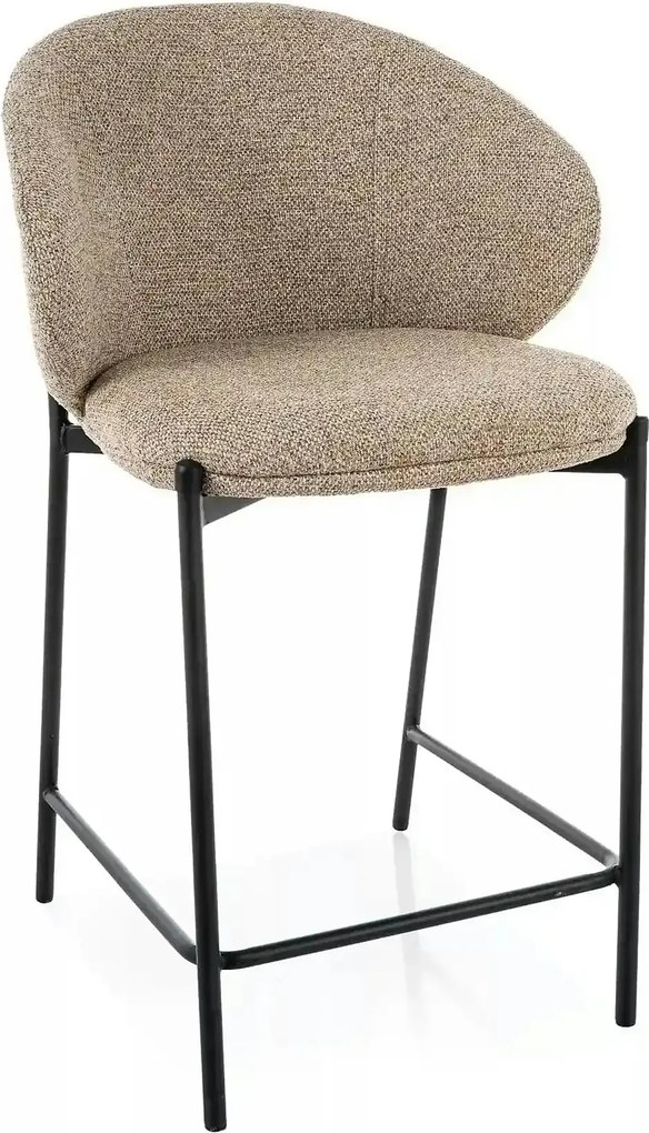 Scaun bar KIOTO H-2, bej/negru, stofă/metal, 54x44x90 cm