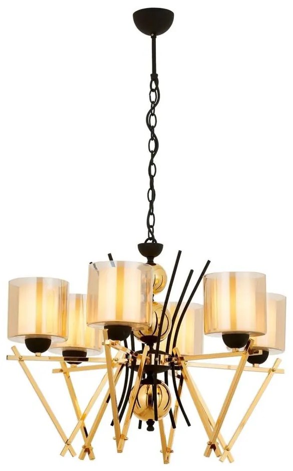 Candelabru pe lanț VARANA 6xE27/40W/230V negru/auriu