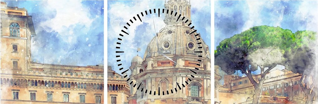 Tablou - Biserica Santa Maria di Loreto, Roma, Italia (cu ceas) (90x30 cm)