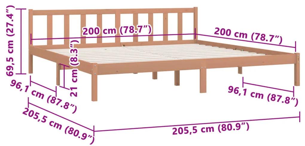 Cadru de pat, maro miere, 200x200 cm, lemn masiv de pin maro miere, 200 x 200 cm
