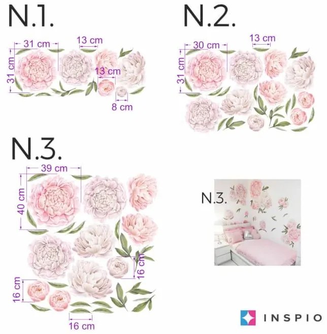 INSPIO Tapet autoadeziv cu bujori roz deschis
