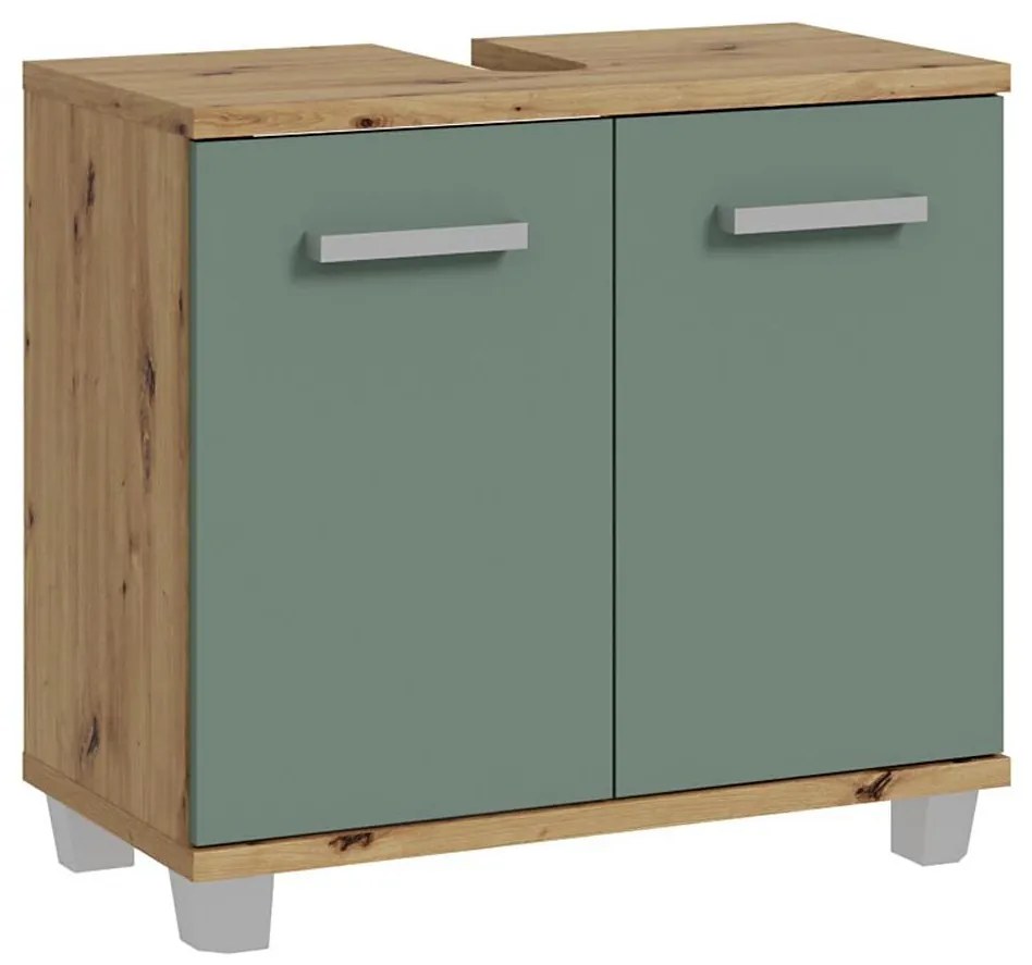 Dulap de baie VENOM verde/stejar artisan