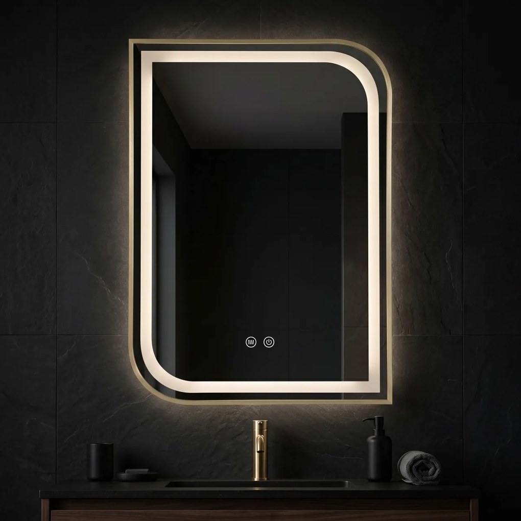 Oglindă LED ZONE 70X50 BRUSH GOLD