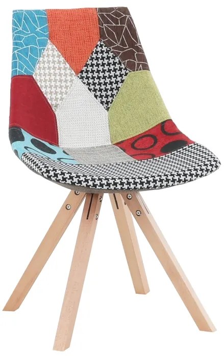 Scaun, ţesătură patchwork/lemn, KIMA NEW TYP 2