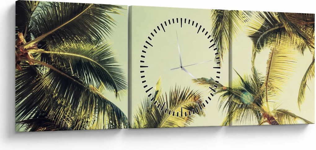 Tablou - Palmieri de cocos (cu ceas) (90x30 cm)