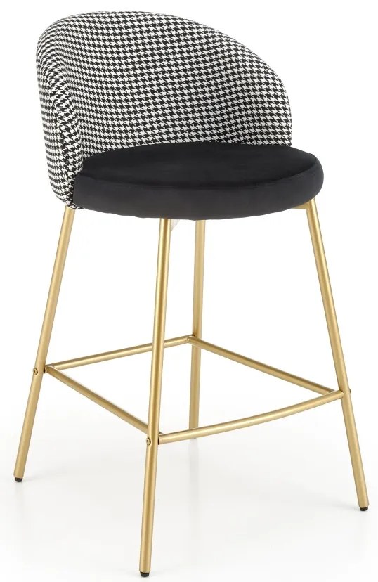 Scaun de bar tapitat H113 alb/negru