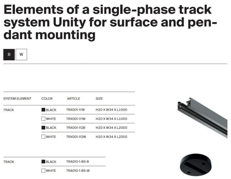 Accesoriu, Spot LED pentru sinele monofazate Unity, Basis Rot negru 4000K 12W