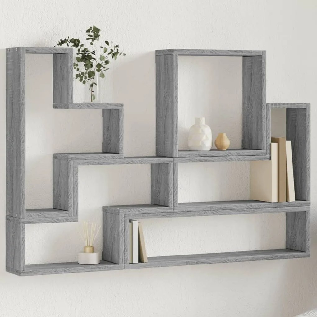 vidaXL Raft de perete, gri sonoma, 96x12x64 cm, lemn prelucrat