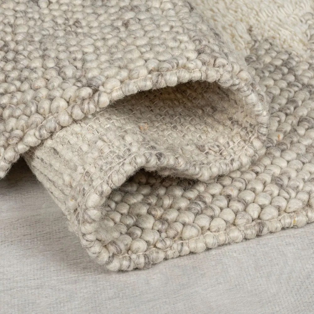 Covor crem țesut manual din amestesc de lână 160x230 cm Minerals Border – Flair Rugs
