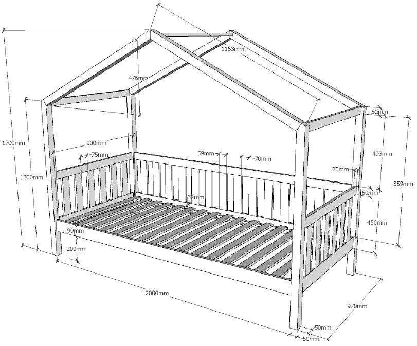 Set DALLAS în alb format dintr-un Pat copii Vipack cu gard (90 x 200 cm) și un sertar.