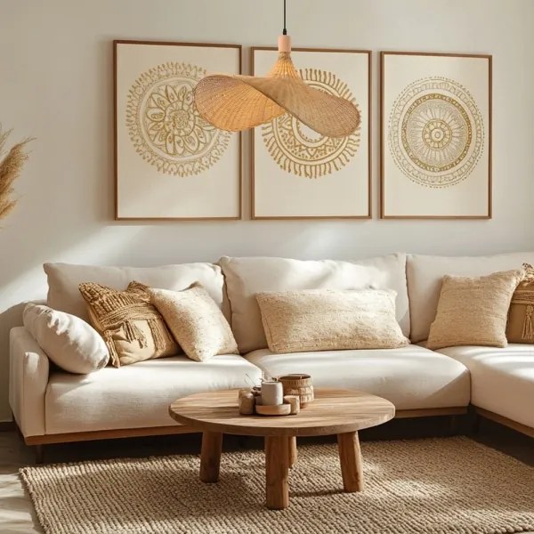 Lustră pe cablu Immax 08289L SOMBRERO 1xE27/40W/230V d. 70 cm ratan