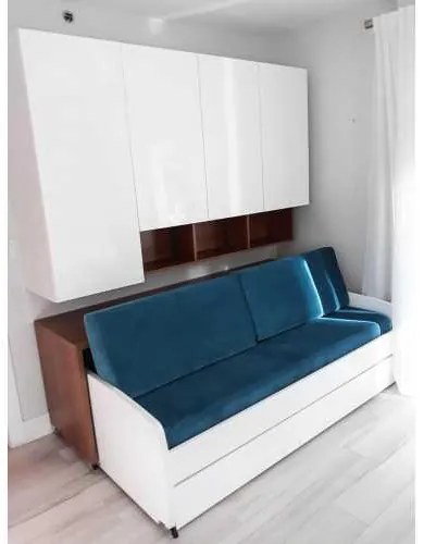 Set pat cu lada de depozitare, birou, raftururi si canapea - COMPACT TWIN SET(90X200)