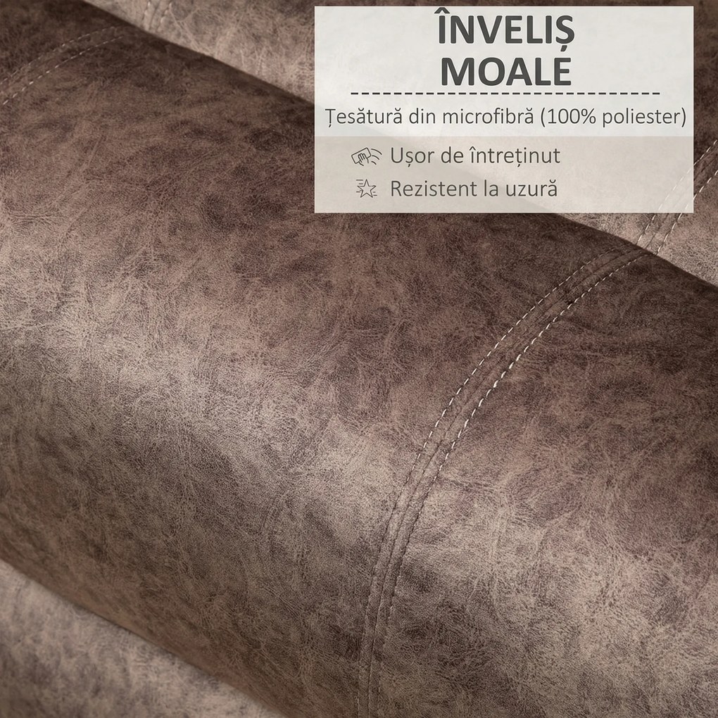 HOMCOM Fotoliu Relax Inclinabil Manual din Material textil, Fotoliu reclinabil cu Suport pentru Picioare Extensibila si Buzunar Lateral, Maro