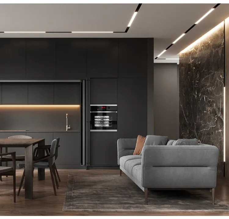 Proiector LED Modern cu Șină Magnetică de Lux Negru – Iluminare Neutră pentru Spații Contemporane