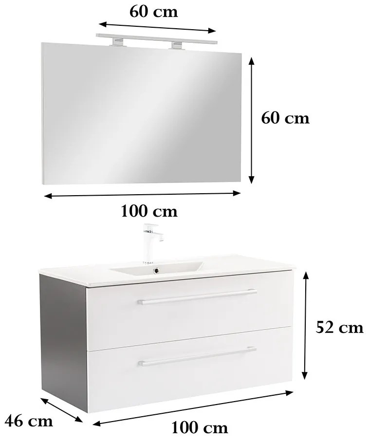 Mobilier complet de baie Vario Clam 100 antracit-alb